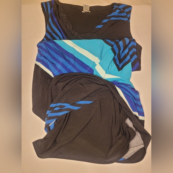 Cache Striped Drape Neckline Stretch Slinky Professional Dress sz S - Picture 6 of 8